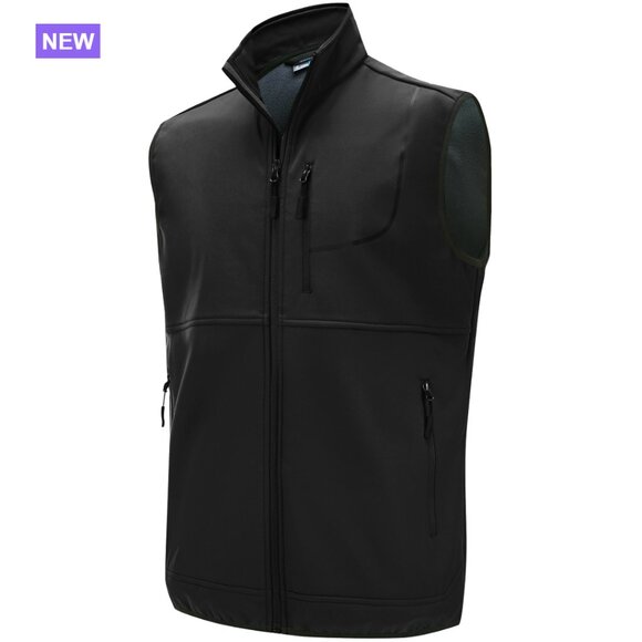 Men's Fleece Golf Vest Softshell Outerwear Sleeveless Jacket for Hiking